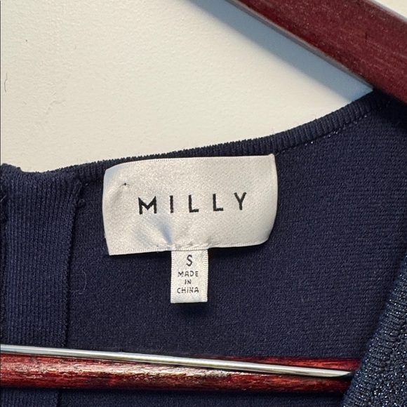 Milly Navy Shimmer Fit & Flare Dress – Size S - Picture 2 of 7